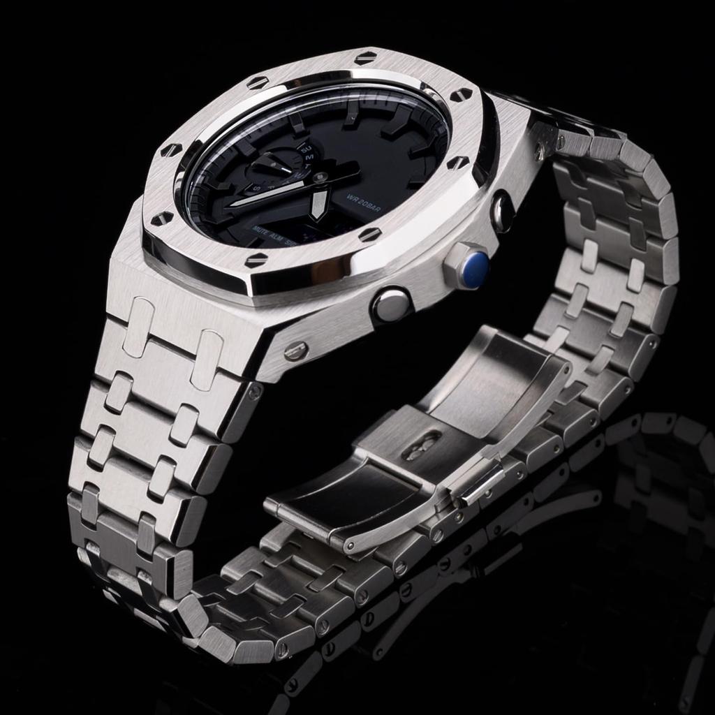 GA2100 4th Generation Watch Bezel Band Watch Replacement Compatible with Casio AP Style Watch Accessories G-Shock GA-2100/GA-2110 (Silver)