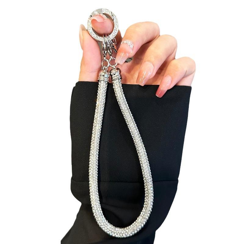 Short Fashion Rhinestone Mobile Phone Lanyard, Anti‑Lost Portable Wrist Rope High‑End Shiny Diamond Phone Case Pendant