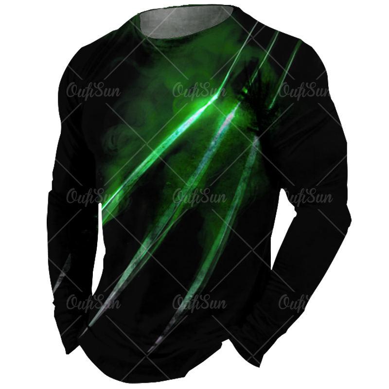 Винтажные футболки с длинными рукавами, черная футболка, мужские рубашки с 3d принтом, футболки с графикой коготь, красная мужская одежда, топы, повседневная уличная одежда