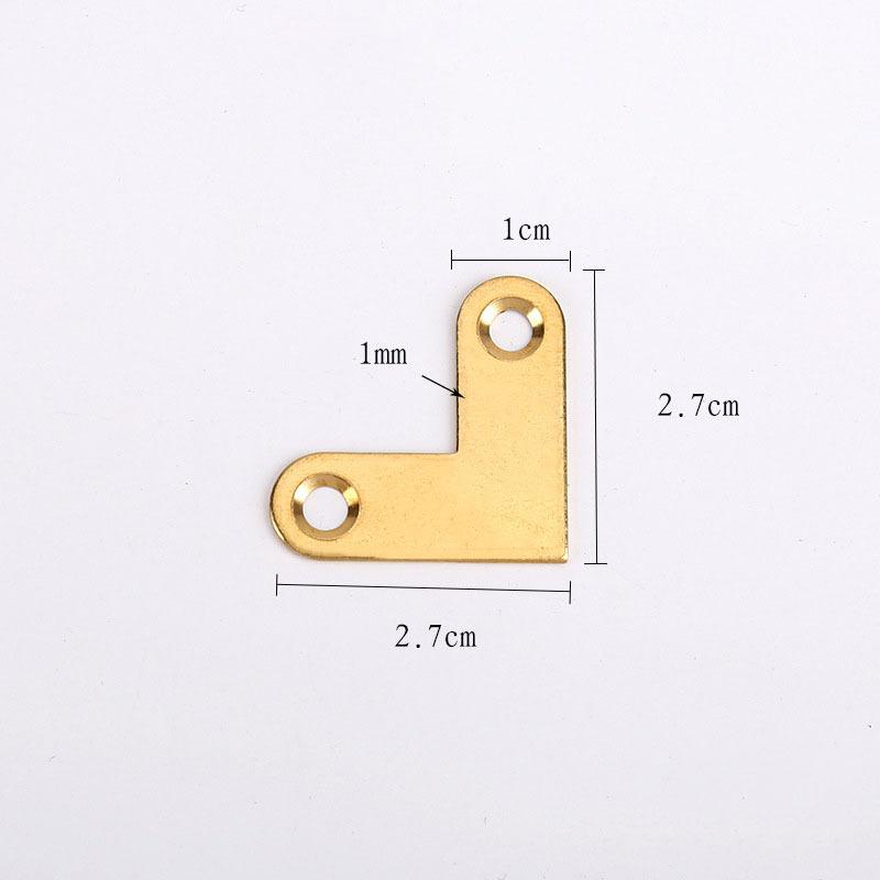 8Pcs L Shape Brass Flat Corner Bracket Joint Flat Corner Brace Plate Support Drawer Fixed Antique Corner
