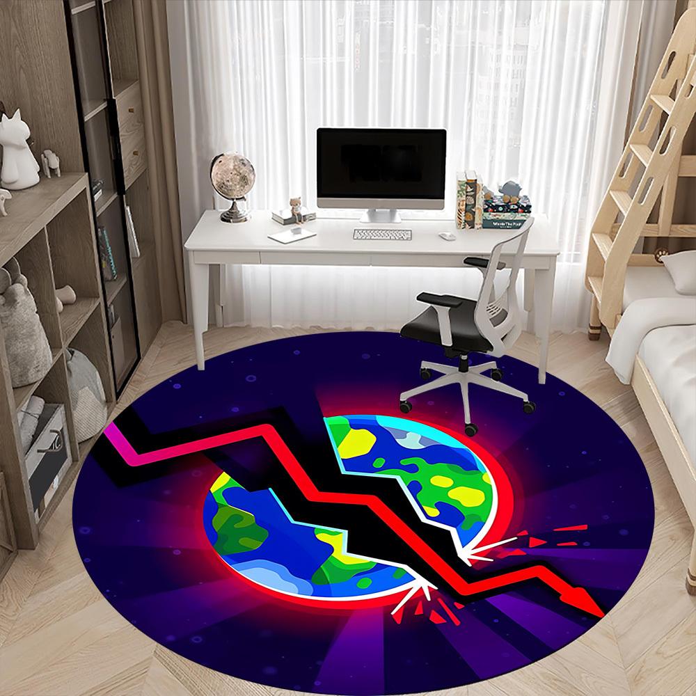1pc Earth Office Round Rug, Non-slip, Soft and Durable Office Rug for Interior Decoration, Perfect for Office,Decoration yy260204055