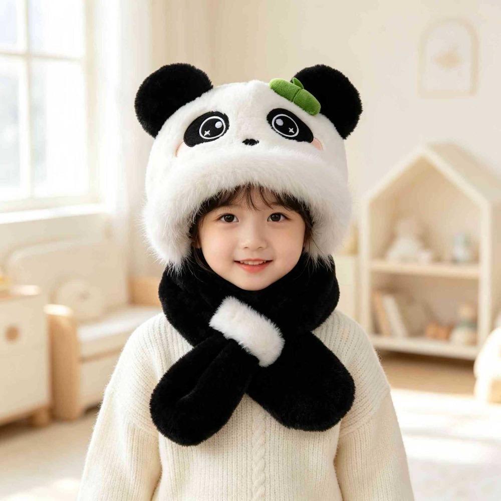 Windproof Kids Hat Scarf Set Soft Plush Earflap Hat New 2 in 1 Hat Scarf  Boys Girls