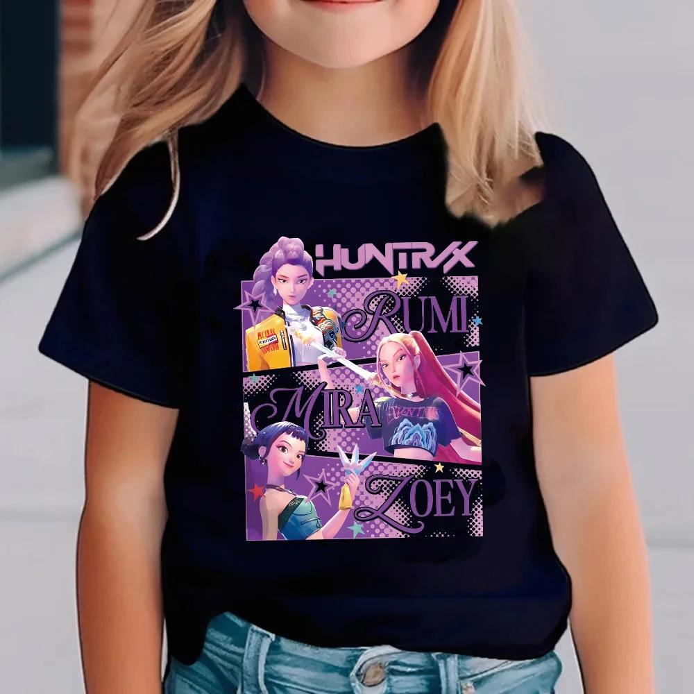 Детская футболка Kpop Охотники на демонов с коротким рукавом Saja Мальчики Kdis Футболка Милые Kpop Охотники на демонов Harajuku Футболка для мальчиков и девочек