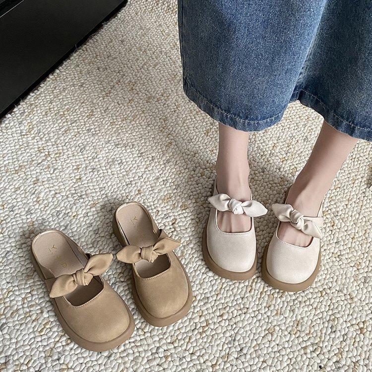 Баотоу полутапочки женские новые летние модные универсальные ленивые одинарные туфли на платформе сандалии женские