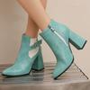Модные сексуальные ботильоны для женщин, новинка 2024 года, зимняя обувь, осенние черные, синие, короткие ботинки на блочном каблуке, праздничная обувь, женская, большого размера 45