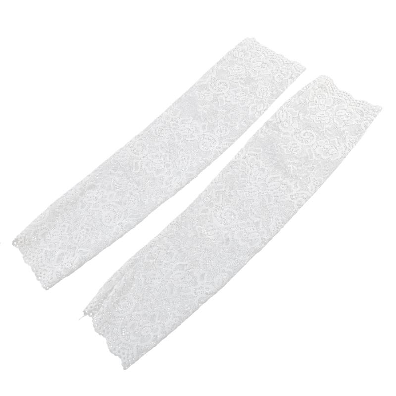 Women Summer Lace Sunscreen Arm Sleeve Breathable Mesh Lace Sleeves Cover Long Fingerless Driving Gloves