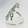 Fashion Vintage Hand Drip Glazed Green Leaf Branch Ring for Women Opening Adjustable Ring Jewelry ARI