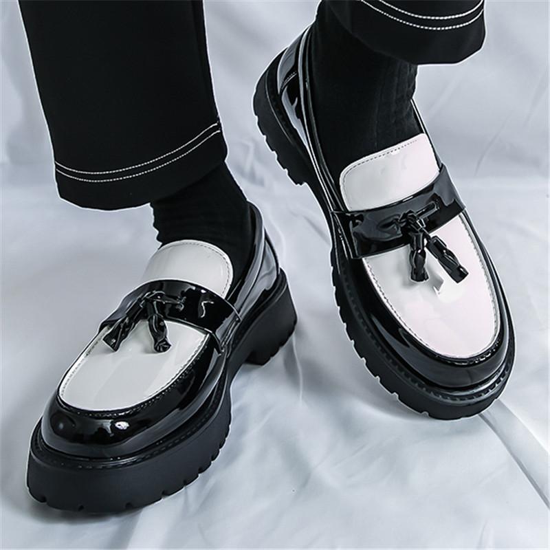 Fashion New Designer Men's Lightweight Black White Mix Tassels Loafter Height Increasing Casual Shoes Walking Sneakers Zapatos Hombre
