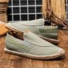 Men Hemp Canvas Casual Shoes Man Flat Loafers Lightweight Male Footwear Soft Walking Driving Tenis Masculino Adulto 69M