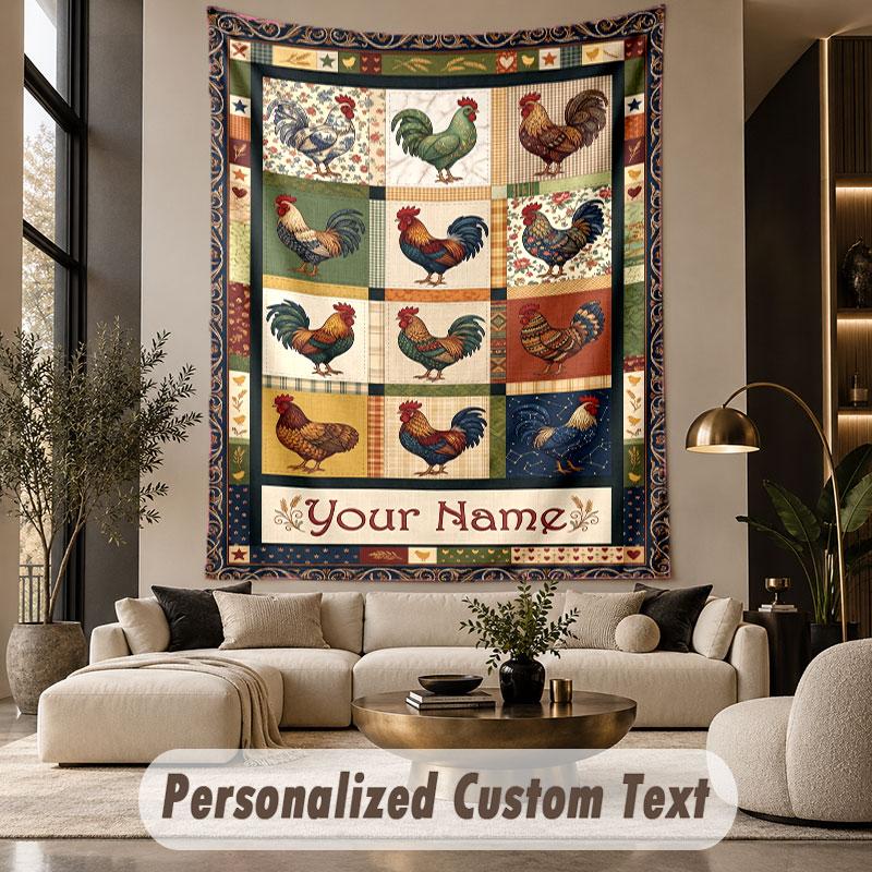Patchwork Quilt (37) Theme Personalized Tapestry Custom Name Text Wall Hanging Tapestry Home Background Decoration