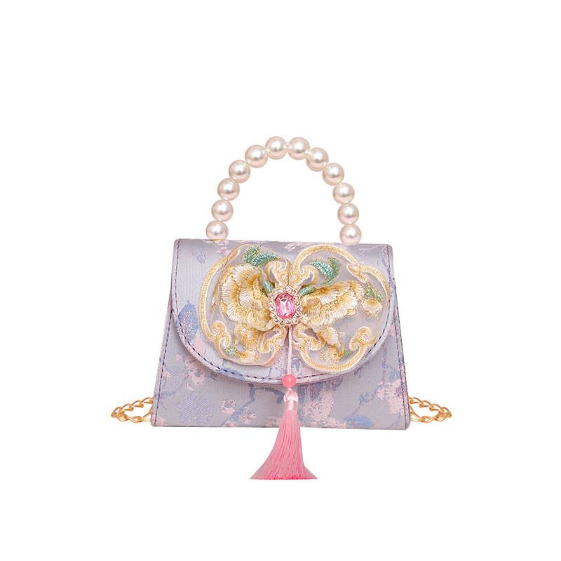 Style Chinese Embroidery Kids Trendy Bag Pu Material Fun Pattern Outings Summer