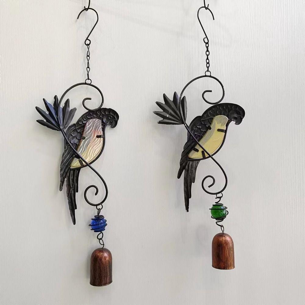 Fashion Creative Bird Wind Chimes Metal Outdoor Indoor Parrot Bell Handmade Retro Ornament