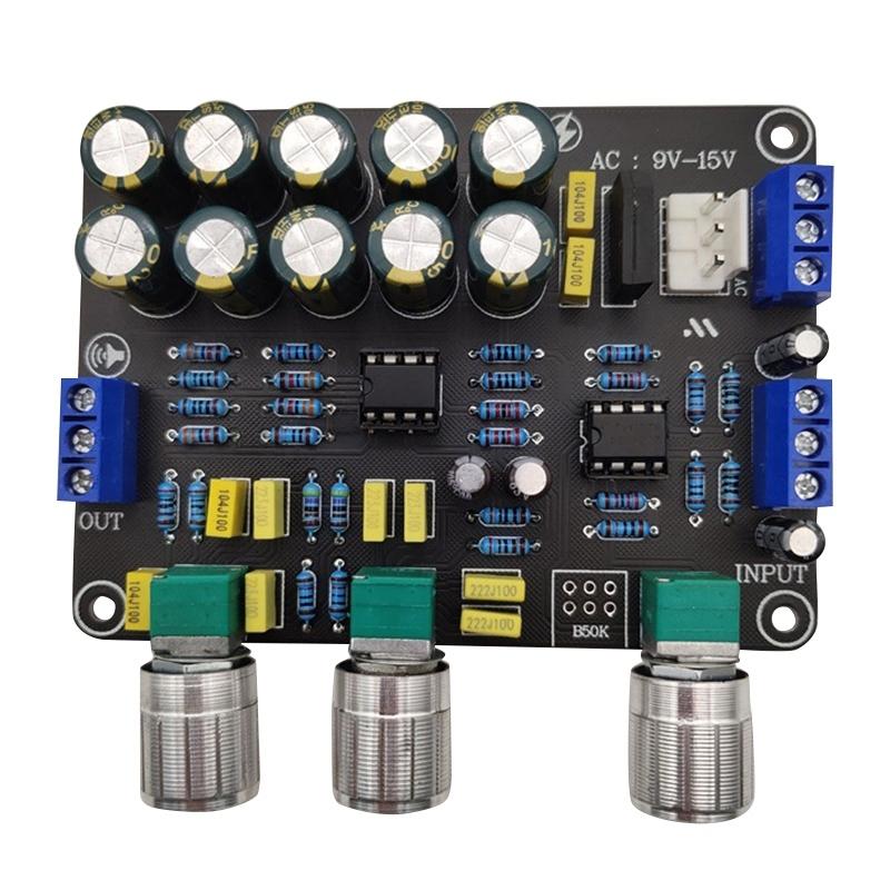 ABRJ-Dual NE5532 Replaceable Tone Preamp Board Audio Treble Bass Adjustment Equalizer Preamplifier Tone Control Preamplifier
