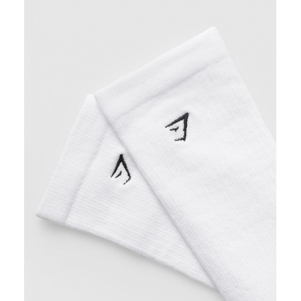 Gymshark Вышитые махровые одинарные носки белые I3a7v Wb57
