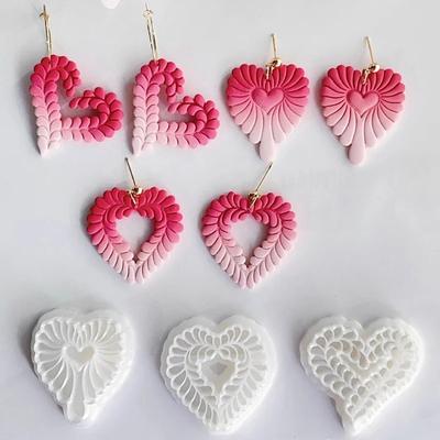 Серия «День святого Валентина» Серьги из полимерной глины в форме сердца Серьги-признания в форме сердца Ювелирные изделия Подвеска Вырубной штамп Инструменты для тиснения своими руками
