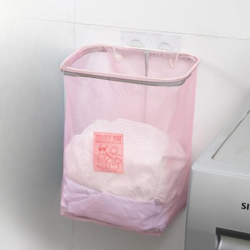 Foldable Laundry Baskets Mesh Bathroom Dirty Clothing Storage Bag Home Large Capacity Wall Mounted Underwear Organization Bags