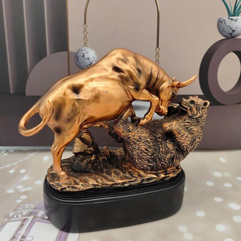Bull And Bear Figurine Finance Bull Statue Decor Figurine Exquisite Versatile Resin Tabletop Ornament For Offices Home Decor