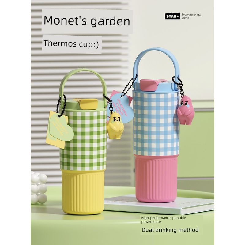 Large Capacity Thermos Cup for Women, Stylish Straw Water Bottle, Portable Cold-Keeping 2026 New Model Stainless Steel Water Cup