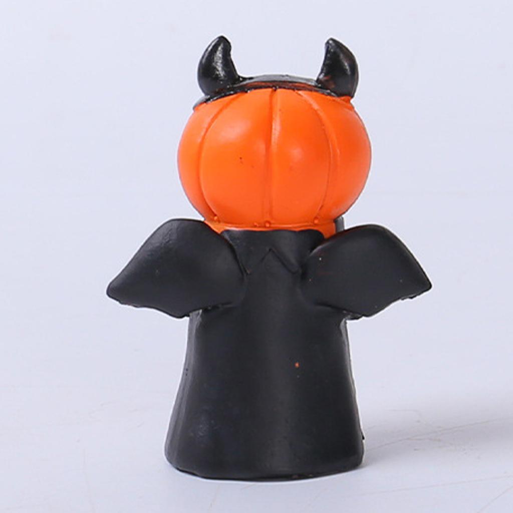 3pcs Halloween Pumpkin Decor Wizard Hat Devil Horns Miniature Resin Pumpkin Head Decoration for Table Home Bathroom