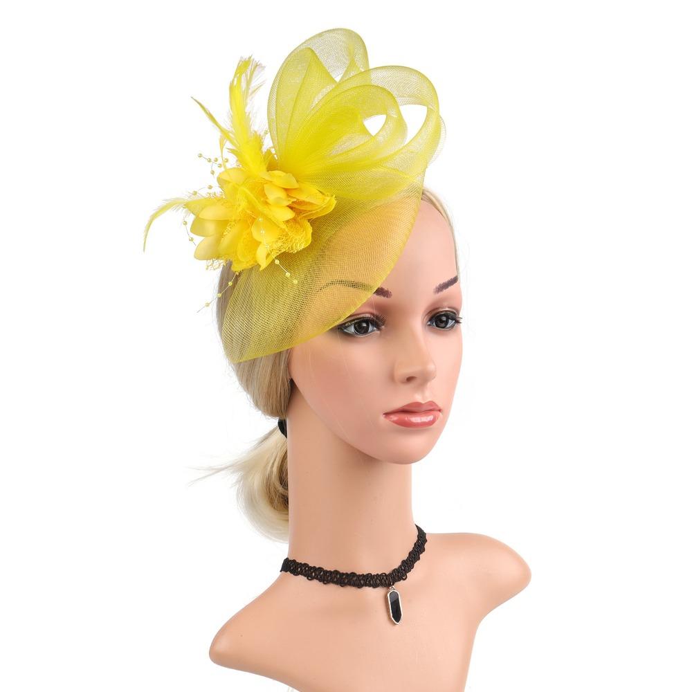 Luxury Fascinator Headdress British Retro Bridal Mesh Ribbons Cap Girls