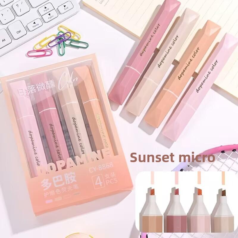 Четырехугольные 4 шт. хайлайтер - Яркие случайные цвета, не размазывающиеся маркеры для студентов и офисного использования