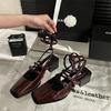 Summer Design Women Sandal Fashion Narrow Band Dress Square Heel Shoes Ladies Outdoor Patent Leather Mary Jane Shoes