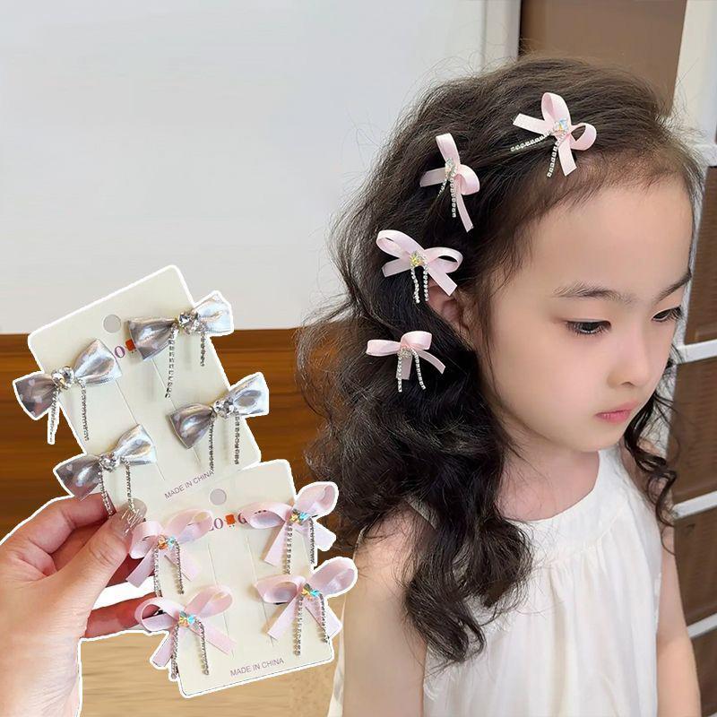 4 PCS Tassel Bow Cute Hairpins Children Sweet Headwear Girls Hair Accessories