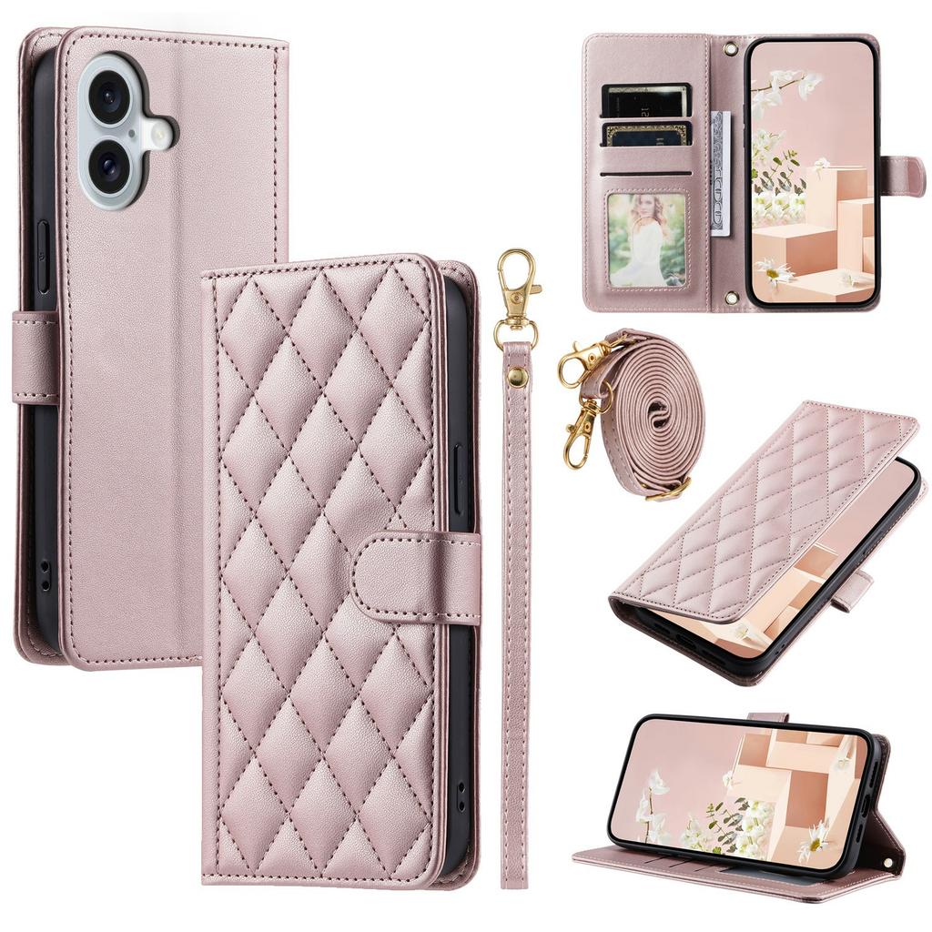 For iPhone 17 Case Wallet Rhombus Grid PU Leather Phone Cover