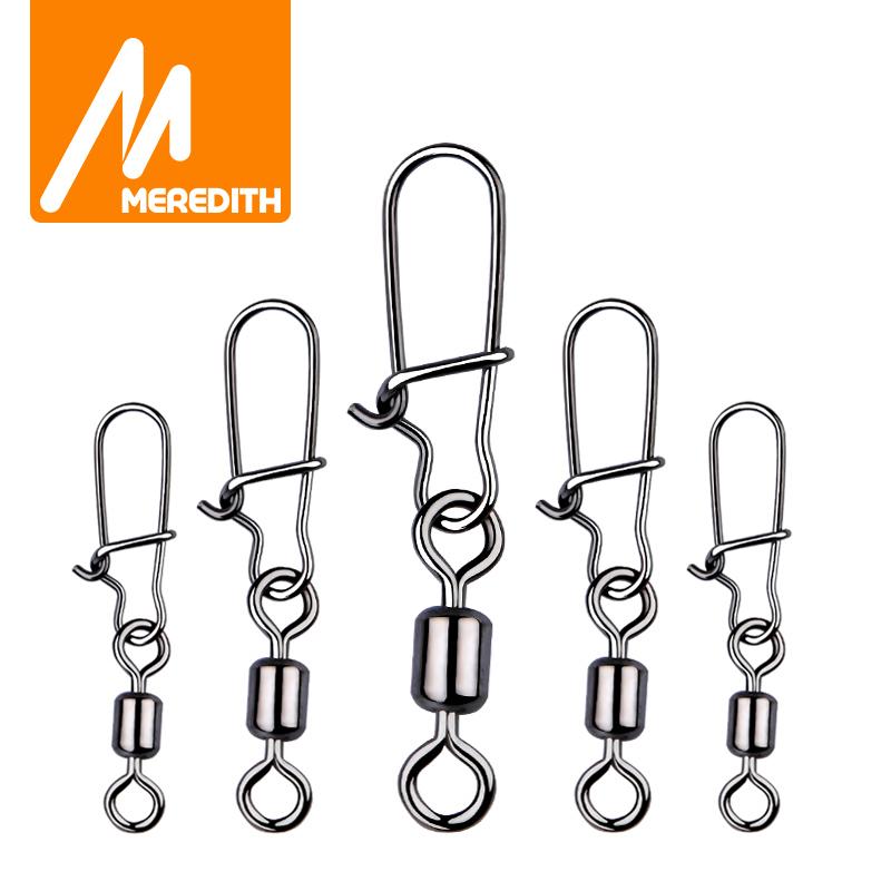 MEREDITH 50 шт., аксессуары для рыбалки на щуку, соединительный штифт, подшипник, вертлюг из нержавеющей стали, рыболовный крючок, приманка, вертлюги, снасти