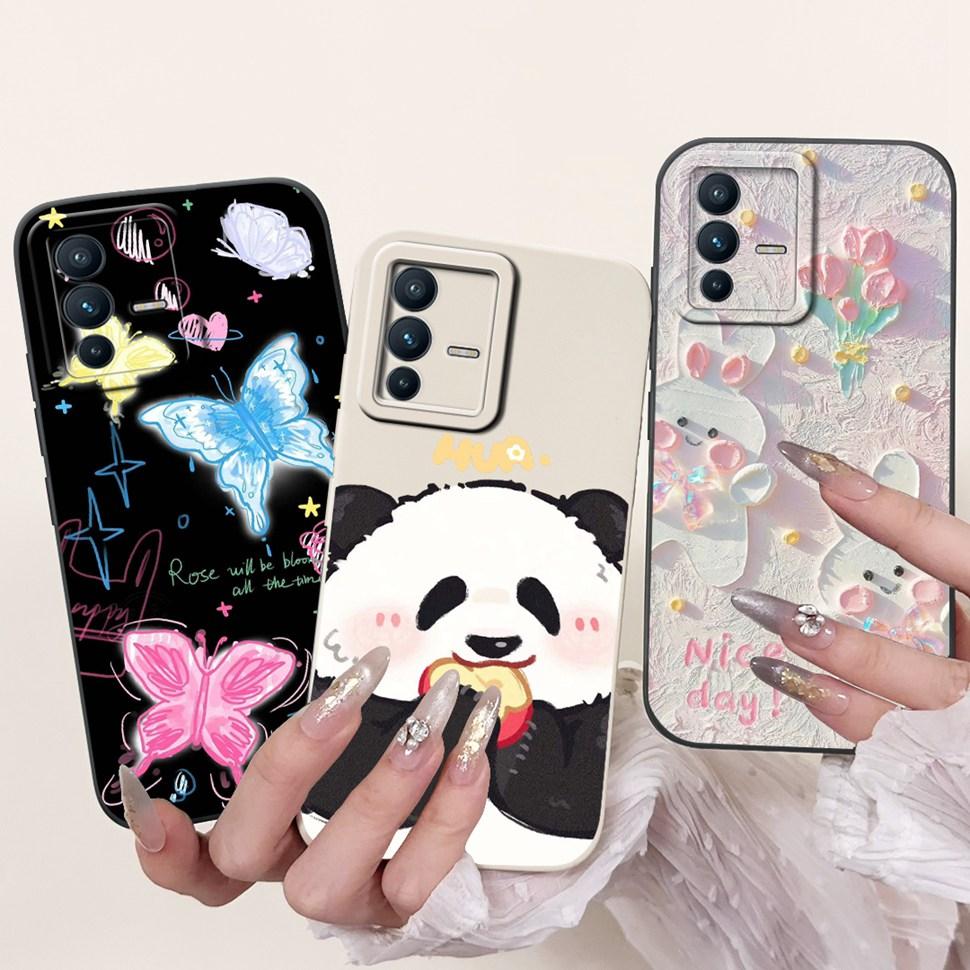 Fashion Panda Cover For Vivo V23 5G Case V2130 V2303 Soft Silicone TPU Fundas Phone Cases For Vivo V 23 V23 5G Back Cover Bumper