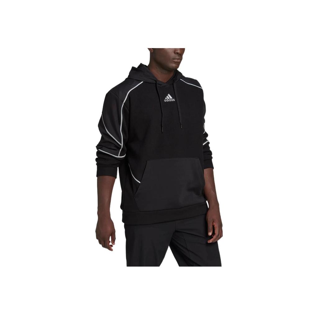 Adidas Q4 Fl Hd Толстовка с капюшоном и вышитым логотипом на шнурке Толстовка с длинными рукавами Мужские топы Черный HL6913