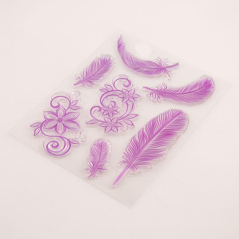 Цветочные перья прозрачные силиконовые прозрачные штампы печать для DIY Скрапбукинг альбом бумажная ручка-карта