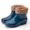 Rain shoes women's autumn and winter nonslip waterproof rain boots flatbottomed fashion water shoes warm velvet overshoes women's shoes