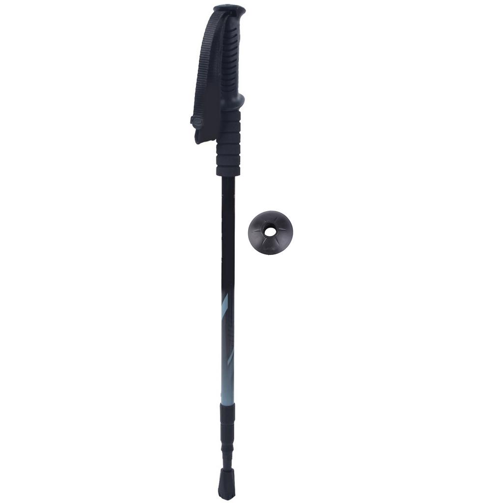 Three Sections Aluminium Alloy Damping Alpenstock Straight Handle Internal Lock Telescopic Trekking