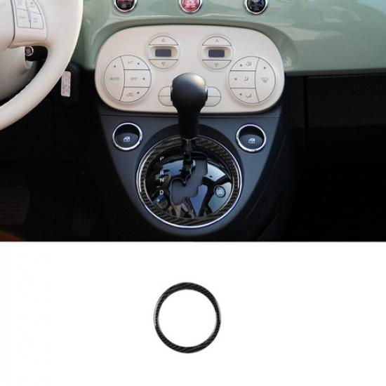 Carbon Fiber Interior Automatic Gear Shift Circle Cover For Fiat 500 2012-2015