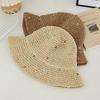 Соломенная шляпа рыбака с волнистым краем и большим карнизом в стиле Insta, женская летняя плетеная шляпа из соломы Love, праздничный пляжный дышащий солнцезащитный козырек