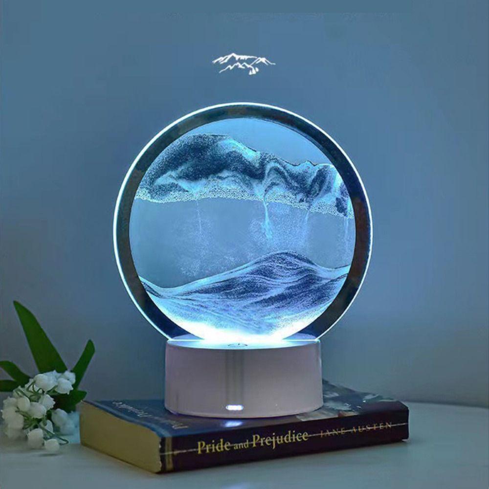 Colors 3D Sea Display Decoration Quicksand Painting Hourglass Light Desktop Ornament Sandscape Lamp