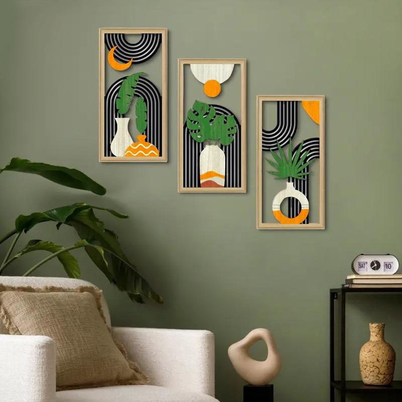 Дизайн 1 шт./3 шт. с вазами, настенное украшение для спальни, полая поделка в стиле фермерского дома, гостиная, искусственное дерево, бохо