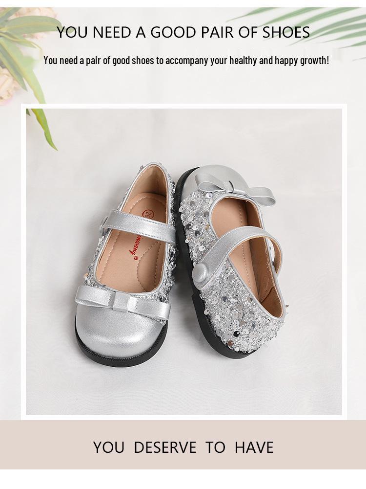 Весенние туфли для девочек Эльза Кристальная принцесса - Мягкая подошва Бант Кожа