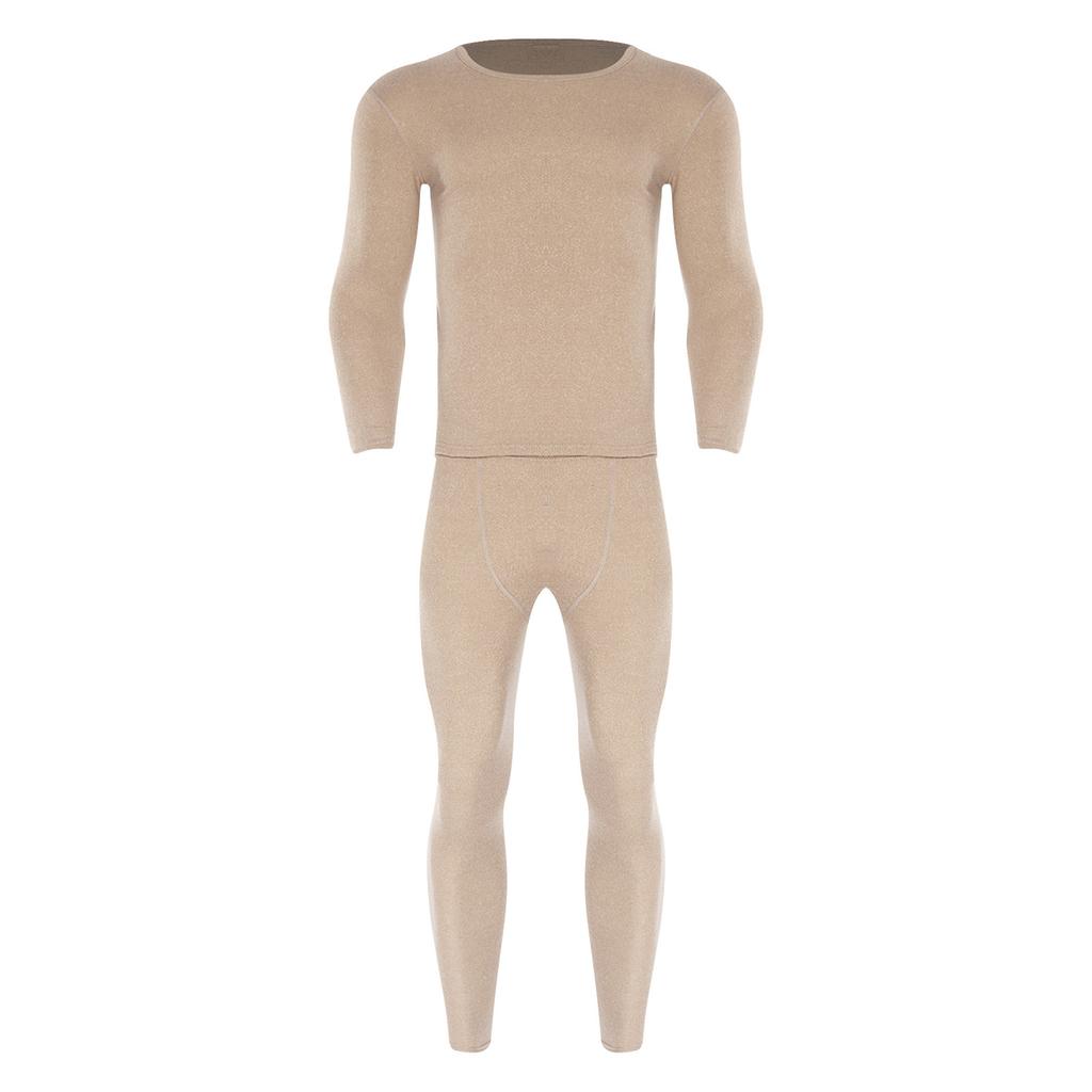 Мужское термобелье с длинным рукавом, круглым вырезом, теплый базовый слой, мягкие дышащие топы и низ, комплект для холодной зимней погоды