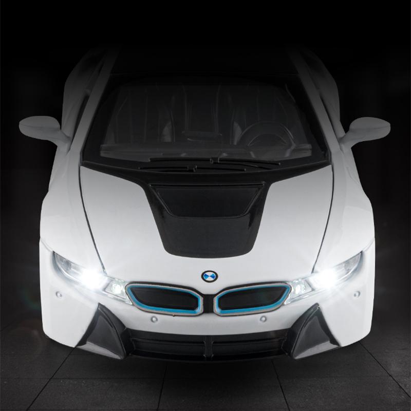 1/32 BMW I8 Автомобиль на новой энергии Модель спортивного автомобиля из сплава Литая под давлением Имитация Металлические Гоночные Автомобили Модель автомобиля Звук Свет Детские Игрушки Подарок