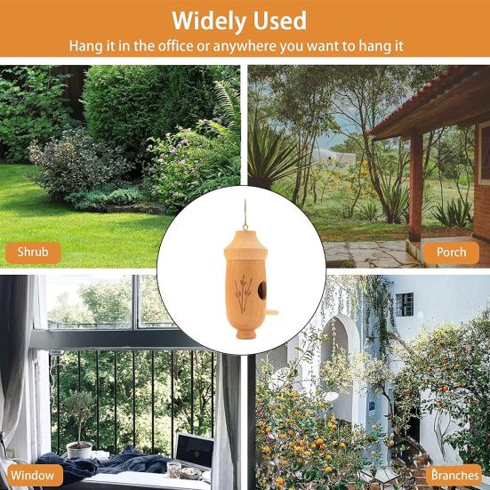 Домик для колибри, натуральный деревянный домик для гнездования колибри, изготовленный вручную, подвесной домик для птиц