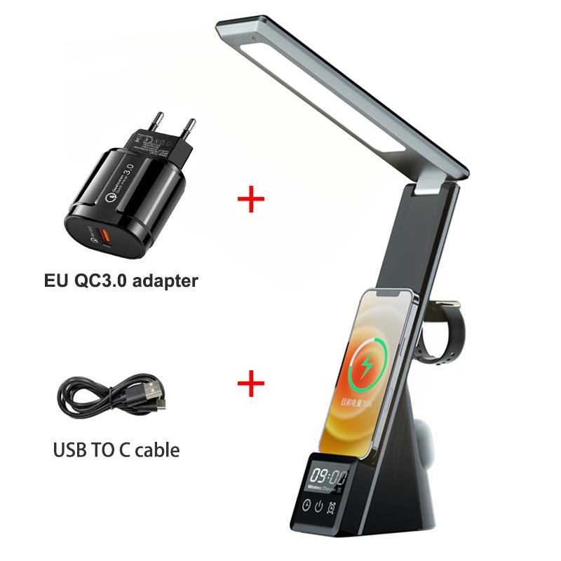 Alarm Clock Wireless Charger Stand With Led Desk Lamp 15w Fast Charging Station For Iphone 13 12 11 Pro Apple Watch Airpods