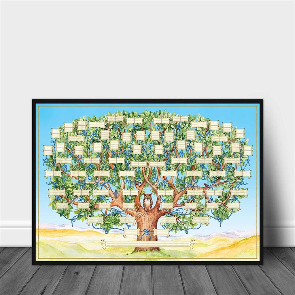Family Tree Chart, 6 Generation Genealogy Poster Blank Fillable Ancestry Chart | Large Print Family Tree Picture Frame Wall Decor Gift