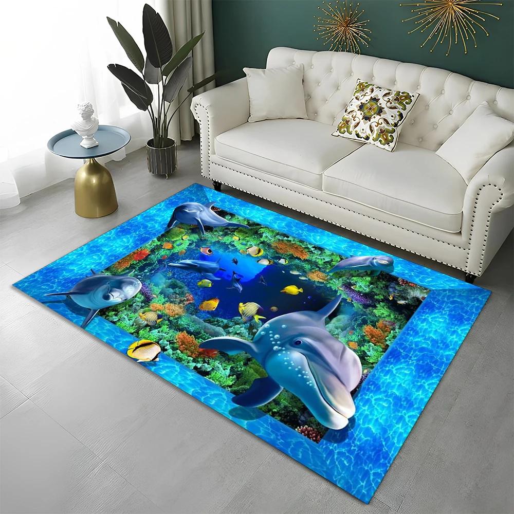 3D ковер-иллюзия морского дна, подводный мир, для дома, гостиной, спальни, дивана, коврик-дверной коврик, декор, детский коврик, нескользящий напольный коврик