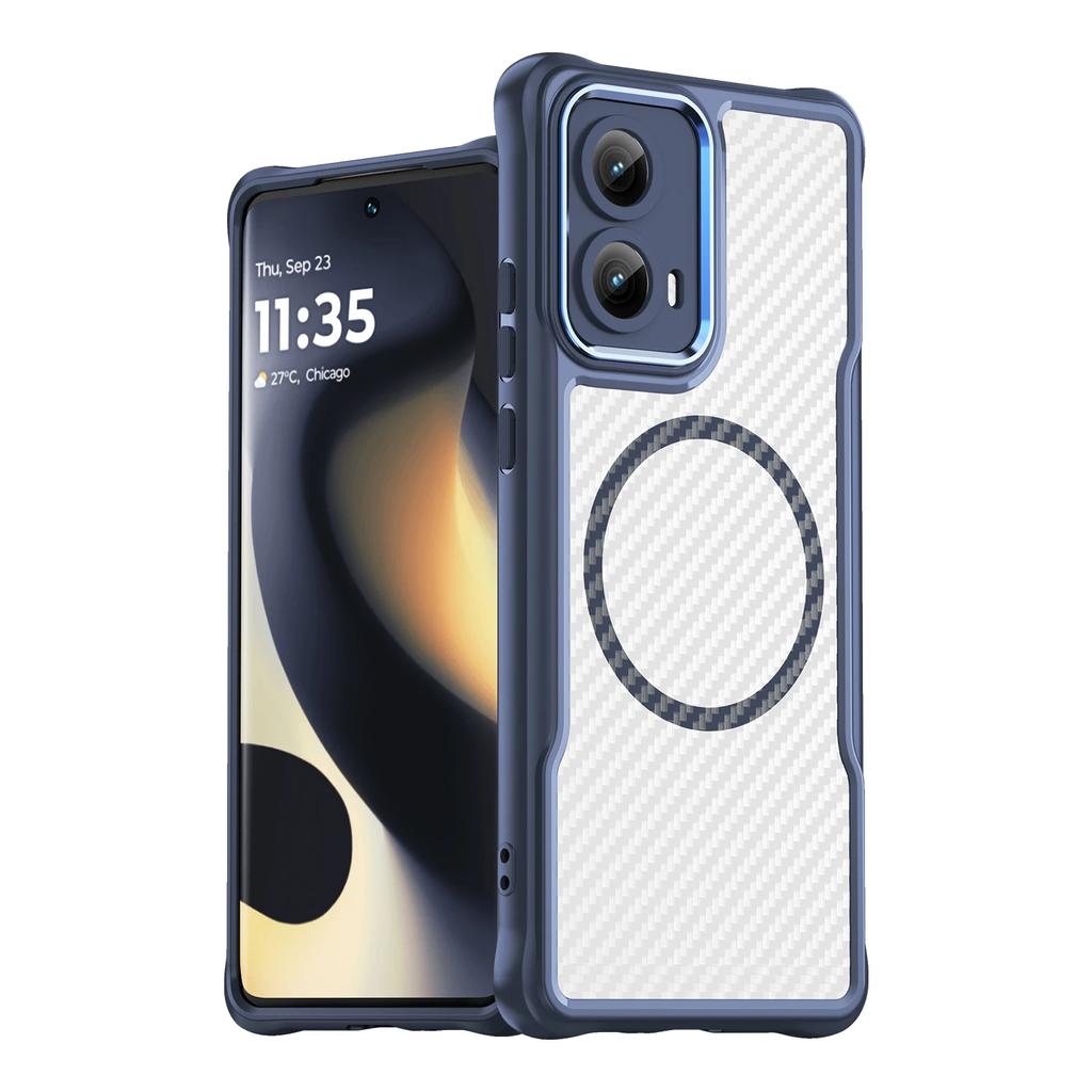 Магнитный матовый чехол из ТПУ+ПК с узором из углеродного волокна для Motorola Moto Edge Motoedge 2026 5G, противоударный, с металлической защитой камеры