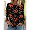 Halloween Women's Long Sleeve Cute Pumpkin Head 3D Pattern T Shirt  Autumn Fashion  Women's Top Harajuku  Pullover Clothing