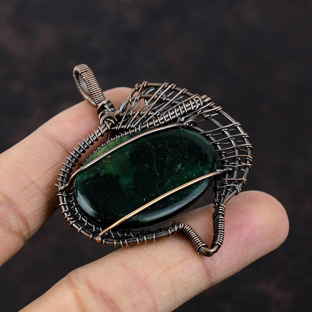 Подвеска Лабрадорит Зеленый Огонь Подвеска, оплетенная медной проволокой Подвеска ручной работы Драгоценный камень Медные украшения Подарок для мамы Красивые украшения с оплеткой из проволоки