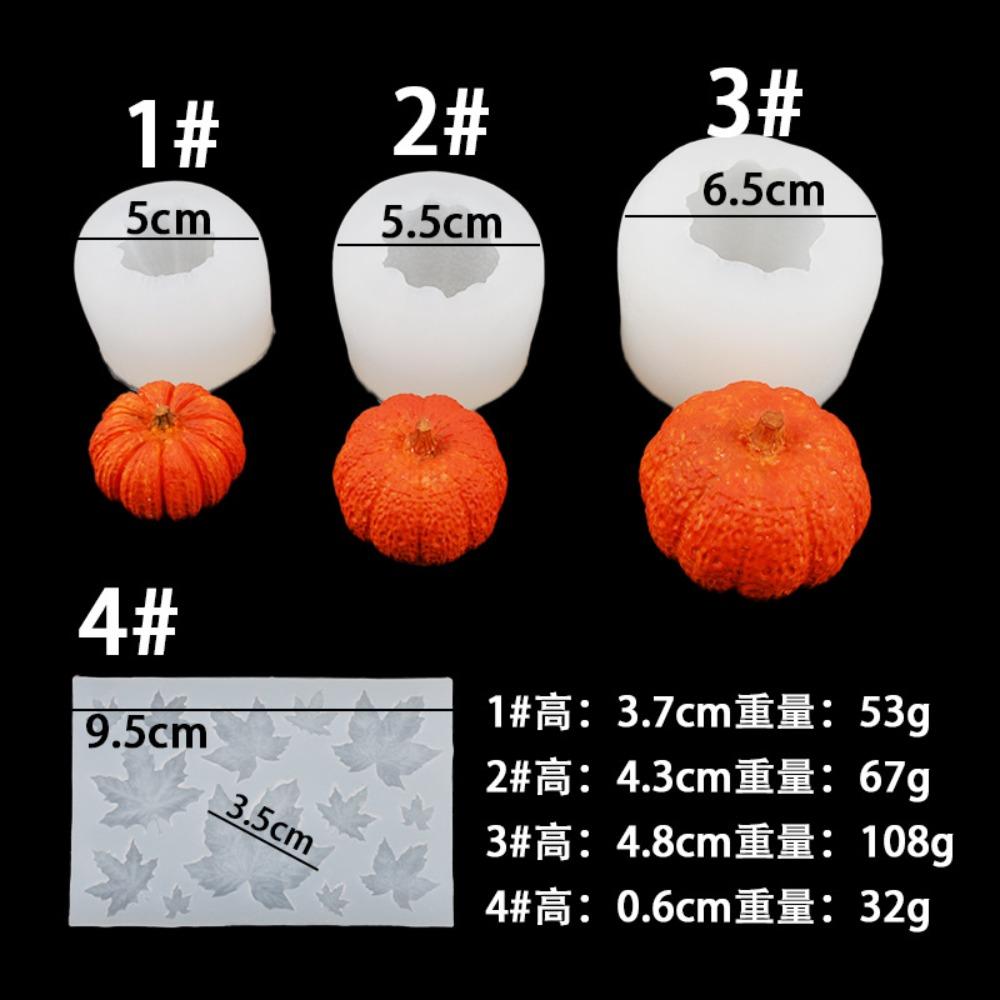 4PCS Silicone Pumpkin Candle Molds White 3d Leaf Shape Resin Molds Silicone Molds for Making Candle