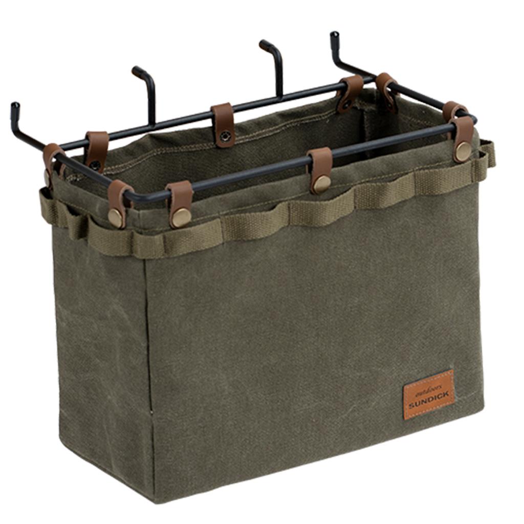 Camping Table Side Storage Bag Large Capacity Multifunctional Folding Canvas Bag with Hook Picnic Desk Cookware Hanging Bag